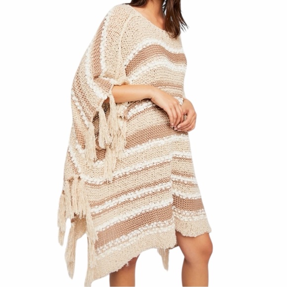Free People Sweaters - NEW FREE PEOPLE Big Dipper Stripe Poncho One Size